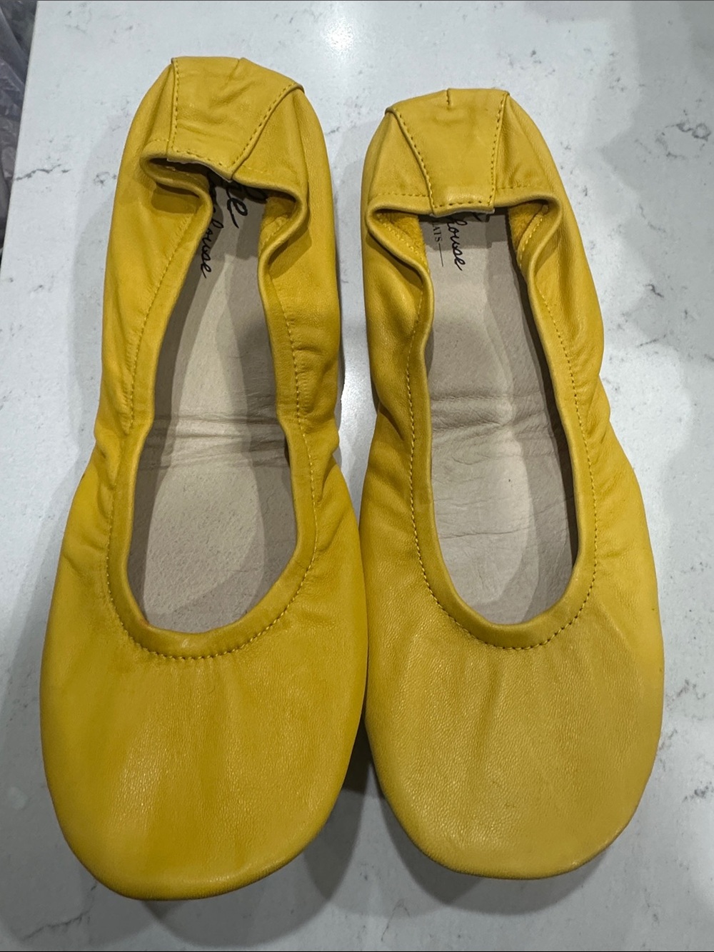 Women’s Yellow Leather Ballet Flats